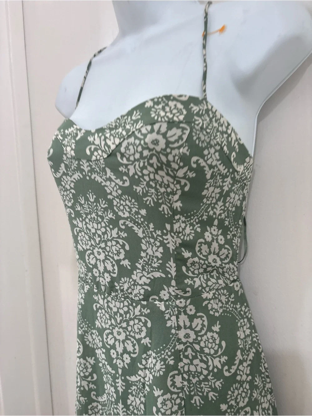 Bohemian paisley Sage Green Floral Halter Maxi Dress